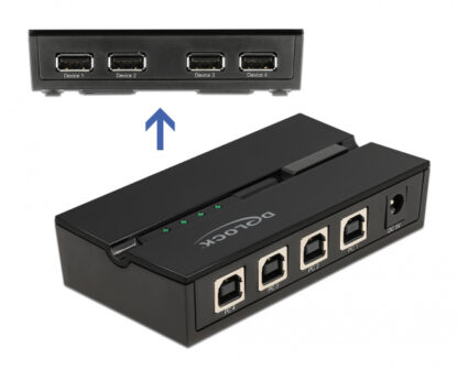 DELOCK USB 2.0 switch 11494, 4x USB Type B σε 4x USB, με μαγνήτη, μαύρο