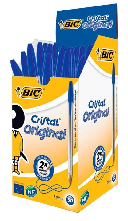 BIC στυλό διαρκείας Cristal με μύτη 1mm, μπλε 50τμχ