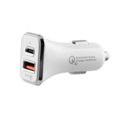 Universal DUAL USB 3.0/Type C Fast Car Charger QC 3.0 40W 5V-7A/9V-4.8A/12V-3.6A Λευκό LCUPD21 Lime