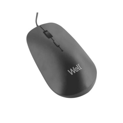 MU003 Well Ενσύρματο Ποντίκι 4D USB μαύρο 1600dpi MOUSE-USB-MU003BK-WL