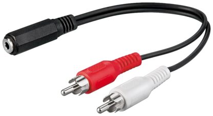 GOOBAY αντάπτορας 3.5mm θηλυκό σε 2x αρσενικό RCA 50092, 0.2m, μαύρο