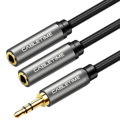 CABLETIME καλώδιο Stereo 3.5mm M σε 2x 3.5mm F AV309, 3pole, 0.2m, μαύρο