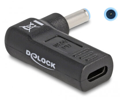 DELOCK αντάπτορας τροφοδοσίας 60004, USB-C σε HP 4.5x3mm, 90°, μαύρος