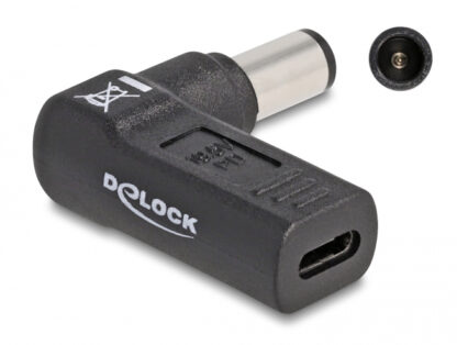 DELOCK αντάπτορας τροφοδοσίας 60005, USB-C σε HP 7.4x5mm, 90°, μαύρος