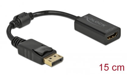 DELOCK αντάπτορας DisplayPort σε HDMI 61011, 1080p Passive, 15cm, μαύρος