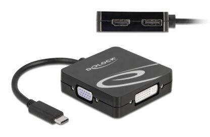 DELOCK αντάπτορας Type-C σε VGA/DVI/HDMI/DisplayPort 63129, 4K, μαύρος