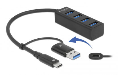 DELOCK USB hub 63828 4x USB 3.2 Gen 1, 5Gbps, μαύρο