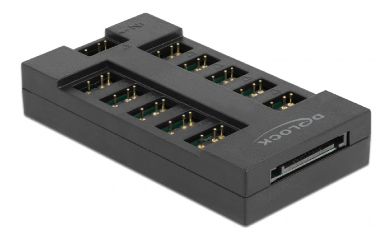 DELOCK RGB hub 64128 για ARGB LEDs, 10 θύρες, μαύρο