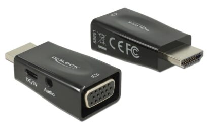 DELOCK αντάπτορας HDMI σε VGA + 3.5mm 65901, 1080p, μαύρος