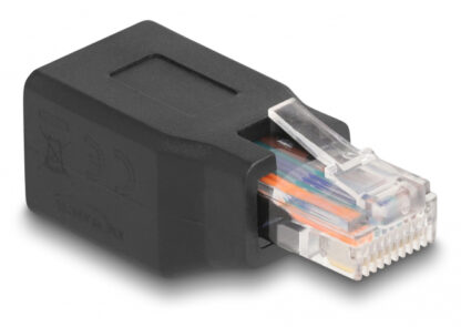 DELOCK αντάπτορας RJ45/RJ48/RJ50 66991, 10P/10C pin out 1:1, μαύρος