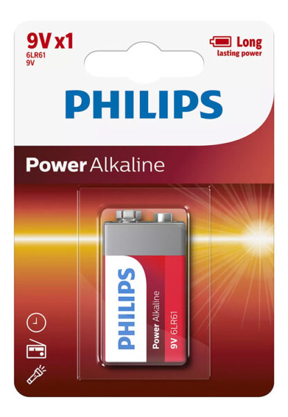 PHILIPS Power αλκαλικές μπαταρίες 6LR61P1B/10, 6LR61 9V, 1τμχ