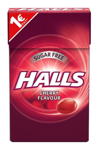 HALLS καραμέλες κεράσι, χωρίς ζάχαρη, 28g