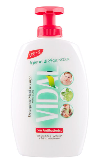 VIDAL υγρό κρεμοσάπουνο Antibacterial, με άρωμα μέντας και λάιμ, 500ml