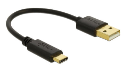 DELOCK καλώδιο USB σε USB Type-C 85354, 3A, 22AWG, 0.15m, μαύρο