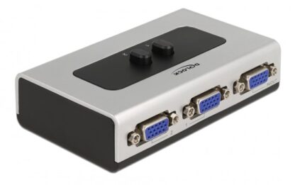 DELOCK VGA switch 87758, 2 ports, bidirectional, Full HD, ασημί