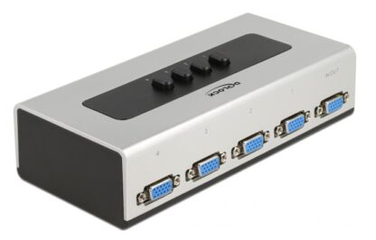 DELOCK VGA switch 87759, 4 ports, bidirectional, Full HD, ασημί