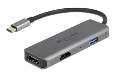 DELOCK αντάπτορας USB-C σε USB & 2x HDMI 87780, 480Mbps, 4K, γκρι