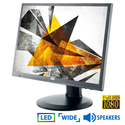 Used (A-) Monitor E2460PQ LED/AOC/24"FHD/1920x1080/Wide/Black/w/Speakers/Grade A-/D-SUB & DVI-D & DP