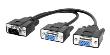 POWERTECH splitter VGA 15pin HD Male σε 2x Female, 0.2m, μαύρο