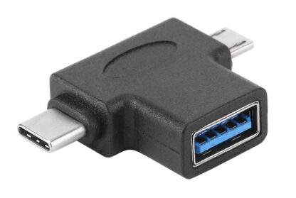 POWERTECH αντάπτορας USB 3.0 (F) σε USB-C & Micro USB CAB-U117, μαύρος