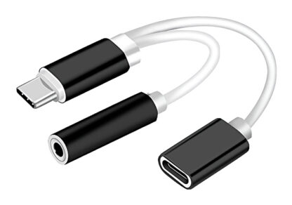 POWERTECH αντάπτορας USB-C σε USB-C & 3.5mm θηλυκό CAB-UC030, λευκός