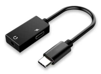 POWERTECH αντάπτορας USB-C σε USB-C & 3.5mm CAB-UC053, 0.11m, μαύρος