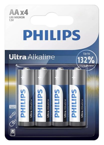 PHILIPS Ultra αλκαλικές μπαταρίες LR6E4B/10, AA LR6 1.5V, 4τμχ