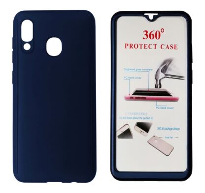 POWERTECH Θήκη Body 360° με Tempered Glass για Samsung A20, μπλε