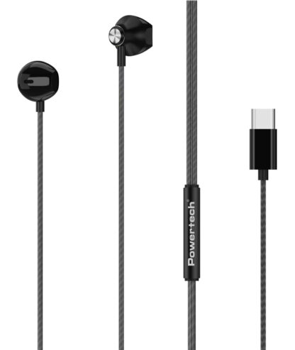 POWERTECH earphones με μικρόφωνο Prime, USB-C, 1.2m, μαύρα