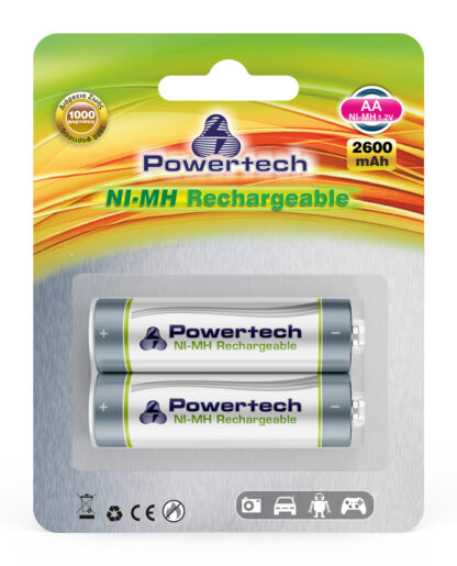 POWERTECH επαναφορτιζόμενη μπαταρία PT-351 2600mAh, AA R6, 2 τμχ