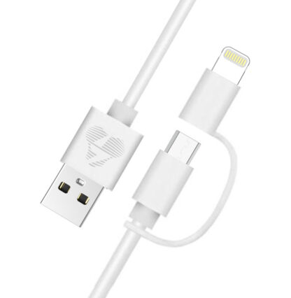 POWERTECH Καλώδιο USB σε Micro/Lightning prime PT-707, MFi, 1m, λευκό