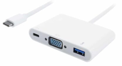 POWERTECH αντάπτορας Type-C σε VGA + Type-C + USB 3.0 PTH-035, λευκό