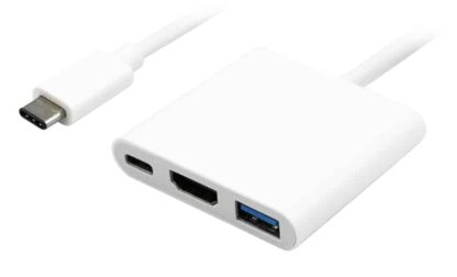 POWERTECH αντάπτορας Type-C σε HDMI + Type-C + USB 3.0 PTH-042 4K, λευκό