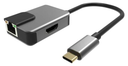 POWERTECH αντάπτορας USB Type-C σε HDMI + RJ45 + PD PTH-053, 4K, γκρι