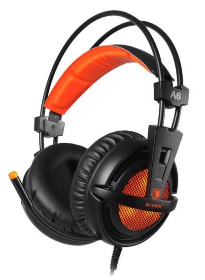 SADES Gaming Headset A6, multiplatform, USB, LED, μαύρα