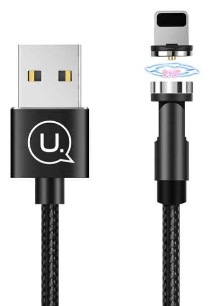 USAMS Καλώδιο USB σε lightning U59, μαγνητικό, περιστρεφόμενο, 1m, μαύρο