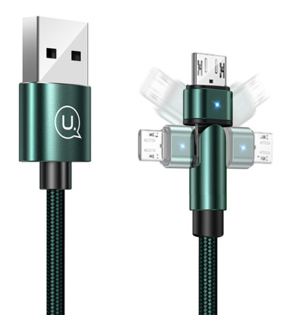 USAMS καλώδιο Micro USB σε USB SJ478, περιστρεφόμενο, 2A, 1m, πράσινο