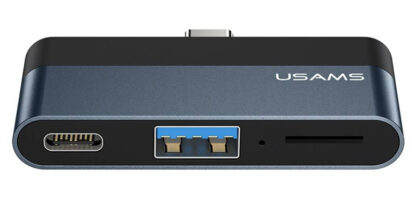 USAMS USB-C hub US-SJ491, USB/USB-C PD/micro SD θύρες, 5Gbps, γκρι