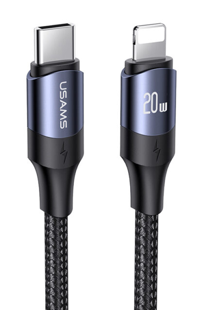 USAMS καλώδιο Lightning σε USB-C US-SJ522, 20W PD, 2m, μαύρο