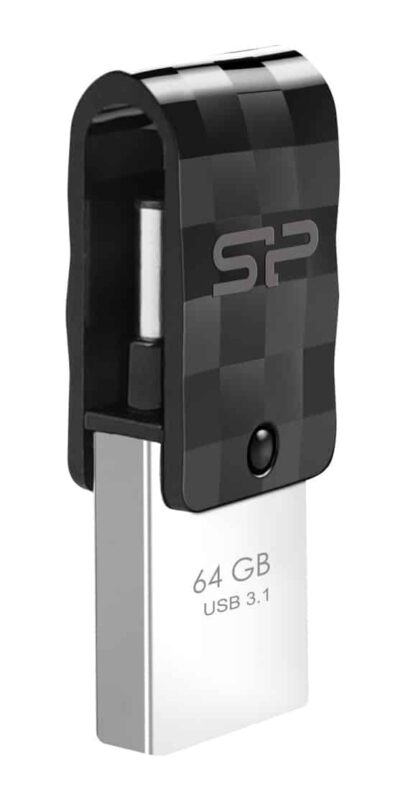 SILICON POWER Dual USB Flash Drive C31, USB 3.1 & Type-C, 64GB, μαύρο