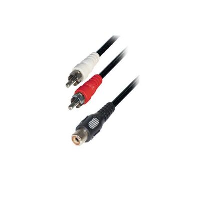 1.5M M/F 2RCA Plug To 1RCA Jack Nickel