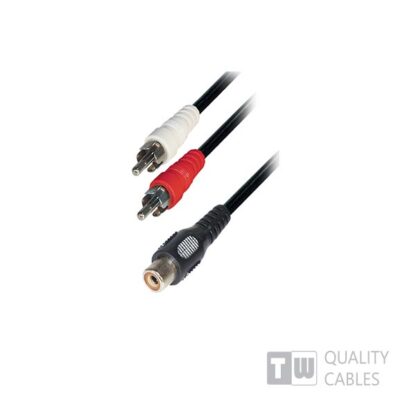 3M M/F 2RCA Plug to 1RCA Jack Nickel