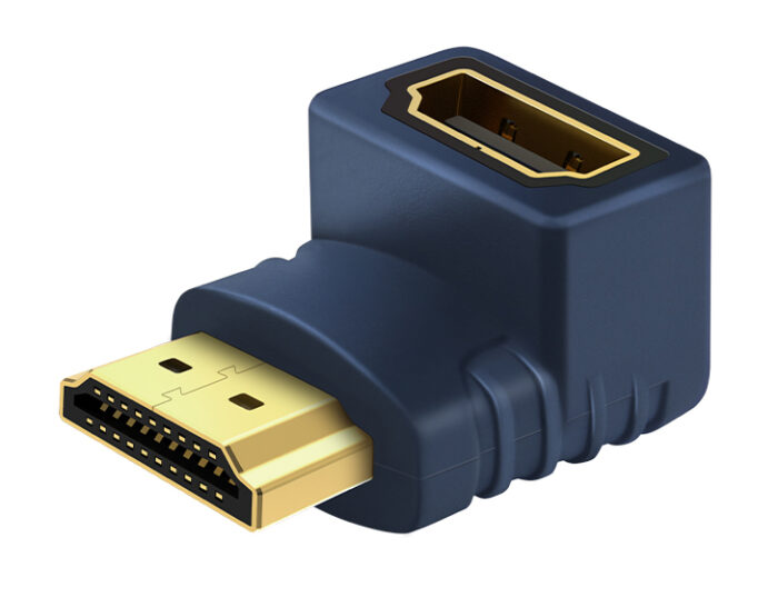 CABLETIME αντάπτορας HDMI M-F AV599, 90Degree(B/B), 4K, μπλε