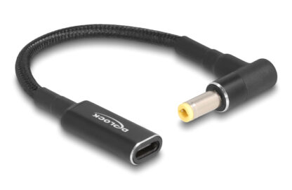 DELOCK καλώδιο τροφοδοσίας 60040, USB-C σε 5.5x2.5mm, 15cm, μαύρο