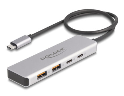 DELOCK USB-C hub 64230, 2x USB/2x USB-C θύρες, 10 Gbps, γκρι