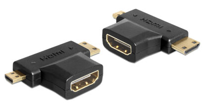 DELOCK αντάπτορας HDMI σε HDMI mini & micro 65446, gold plated, μαύρος