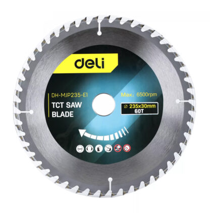 DELI δίσκος κοπής ξύλου DH-MJP235-E1, 60 δόντια, 235mm, 6500rpm