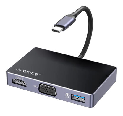 ORICO docking station DM-5P, USB/USB-C/HDMI/VGA/3.5mm, 4K, 100W, μαύρο