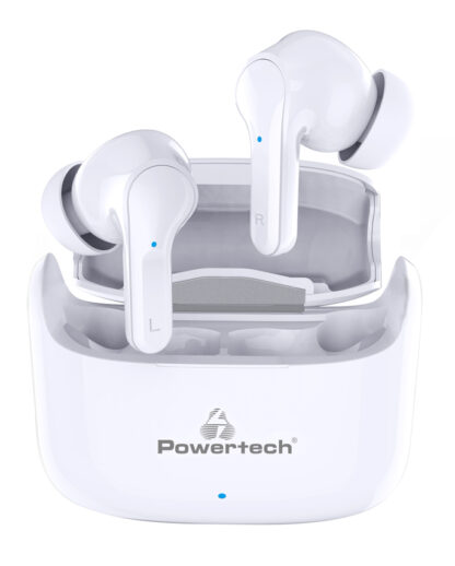 POWERTECH earphones με θήκη φόρτισης Soul, TWS, ANC, 45/400mAh, λευκά