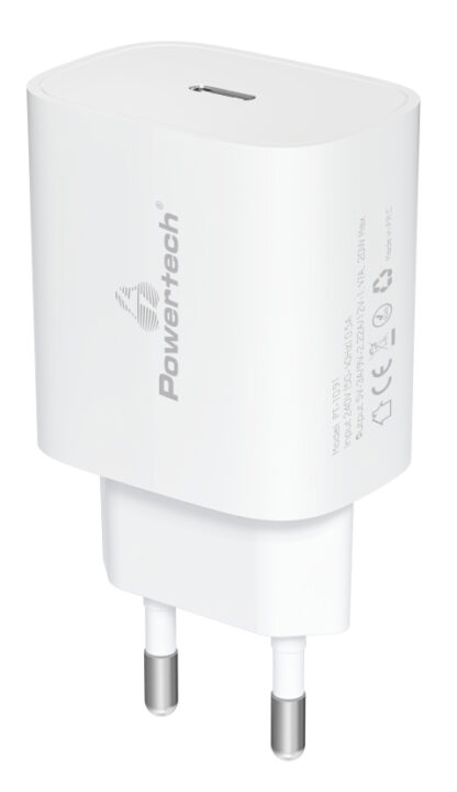 POWERTECH φορτιστής τοίχου PT-1091, USB-C, PD 20W, λευκός